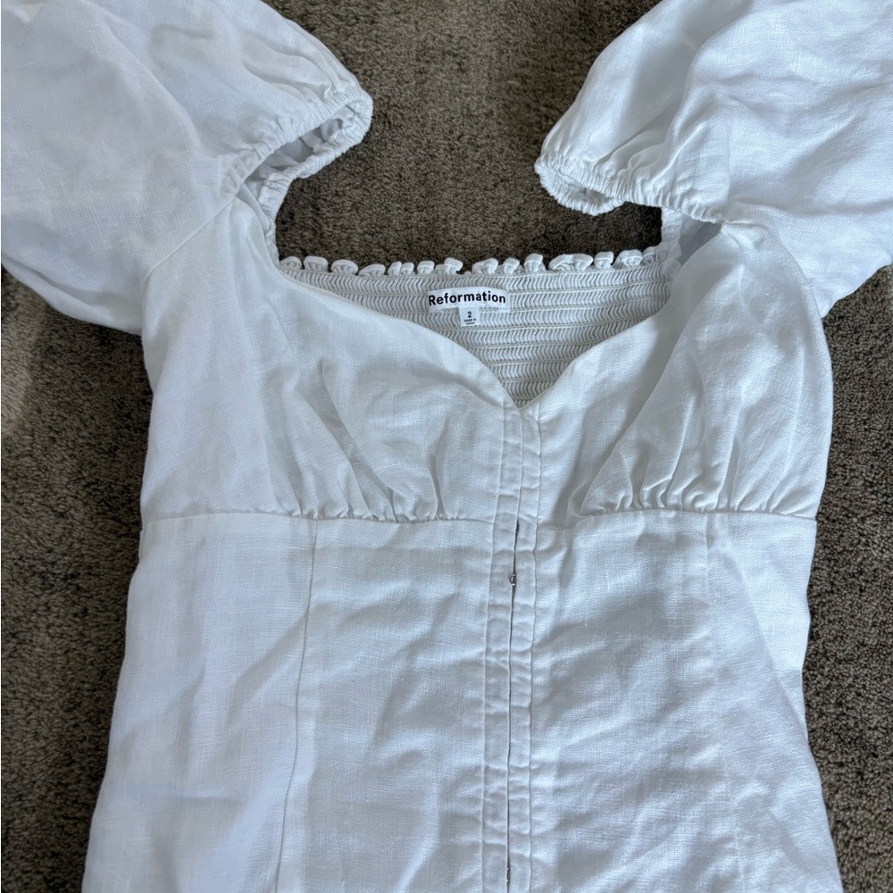 Reformation Ivory Puff Sleeve Blouse